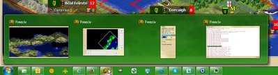 Windows 7 Aero Peek in action.