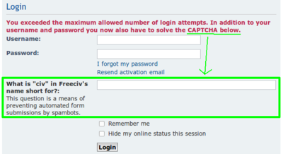 &quot;You exceeded the maximum allowed number of login attempts. In addition to your username and password you now also have to solve the CAPTCHA below.&quot;