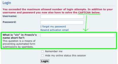 captcha.png (24.11 KiB) Viewed 14780 times "You exceeded the maximum allowed number of login attempts. In addition to your username and password you now also have to solve the CAPTCHA below."